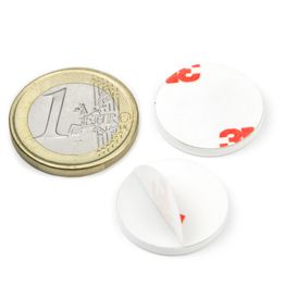 PAS-20-W discos metálicos adhesivos blancos Ø 20 mm, como pieza contraria para imanes, ¡no son imanes!