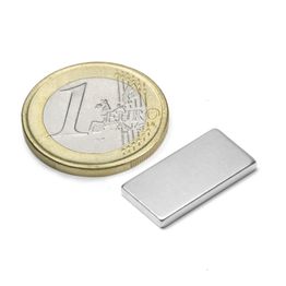 Q-20-10-02-N Block magnet 20 x 10 x 2 mm, holds approx. 2,1 kg, neodymium, N45, nickel-plated