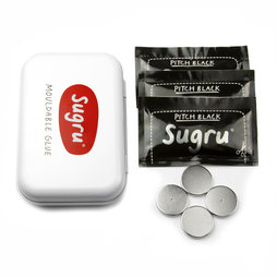 SUG-MK, Kit de imanes y «Sugru», pegamento moldeable, con 4 discos magnéticos de neodimio, en una práctica cajita metálica