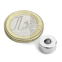 R-10-04-05-N, Aro magnético Ø 10/4 mm, alto 5 mm, neodimio, N42, niquelado