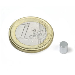 S-04-05-Z, Cilindro magnético Ø 4 mm, alto 5 mm, neodimio, N45, galvanizado