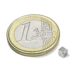 W-03-N, Cubo magnético 3 mm, neodimio, N45, niquelado
