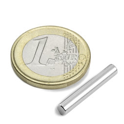 S-04-25-N, Cilindro magnético Ø 4 mm, alto 25 mm, neodimio, N42, niquelado