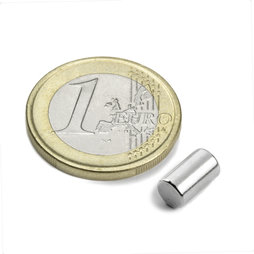S-05-08-N, Cilindro magnético Ø 5 mm, alto 8,47 mm, neodimio, N45, niquelado