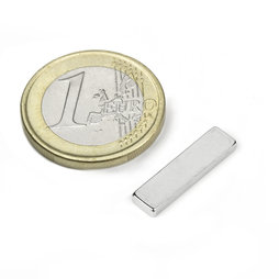 Q-20-05-02-HN, Bloque magnético 20 x 5 x 2 mm, neodimio, 44H, niquelado