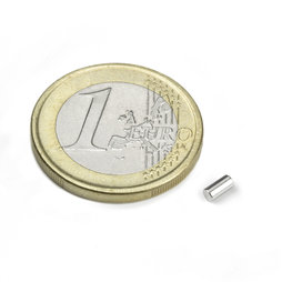 S-02-04-N, Cilindro magnético Ø 2 mm, alto 4 mm, neodimio, N45, niquelado