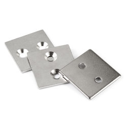 MC-40-40-03, Plaquitas metálicas con taladro avellanado 40 x 40 x 3 mm, como contrapieza para imanes, ¡no es un imán!