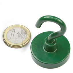 FTNG-32, Gancho magnético verde, Ø 32,3 mm, recubrimiento de polvo, rosca M5