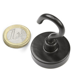 FTNB-32, Gancho magnético negro Ø 32,3 mm, recubrimiento de polvo, rosca M5