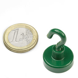 FTNG-20, Gancho magnético verde Ø 20,3 mm, recubrimiento de polvo, rosca M4