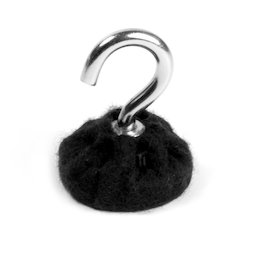 M-HOOK-32/black, Set de ganchos magnéticos antiarañazos, base revestida con fieltro, negro