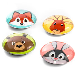 LIV-105, Funimals, botones magnéticos con graciosas caritas de animales, 4 uds.