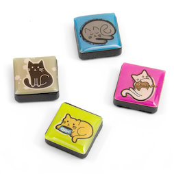 SALE-053/cats, Iconos gatos, imanes decorativos cuadrados, 4 uds., con diferentes diseños