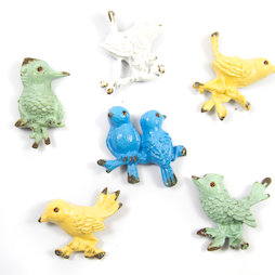 SALE-103, Ornament Birds, imanes de nevera con aspecto desgastado, 6 uds.
