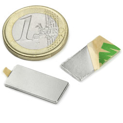 Q-20-10-01-STIC, Bloque magnético adhesivo 20 x 10 x 1 mm, neodimio, N35, niquelado