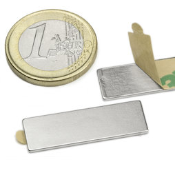 Q-30-10-01-STIC, Bloque magnético adhesivo 30 x 10 x 1 mm, neodimio, N35, niquelado