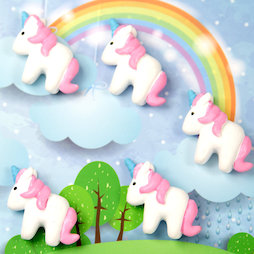 LIV-115, Unicornio, imanes decorativos con forma de unicornio, blanco-rosa, 5 uds.