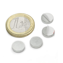PAS-10, Disco metálico autoadhesivo, Ø 10 mm, como contrapieza para imanes. ¡No es un imán!