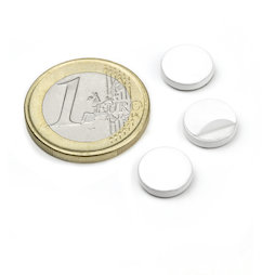 PAS-10-W, Disco metálico autoadhesivo, blanco, Ø 10 mm, como contrapieza para imanes. ¡No es un imán!
