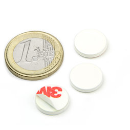 PAS-13-W, Disco metálico autoadhesivo blanco Ø 13 mm, como contrapieza para imanes, ¡no es un imán!