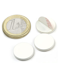 PAS-16-W, Disco metálico autoadhesivo blanco Ø 16 mm, como contrapieza para imanes, ¡no es un imán!
