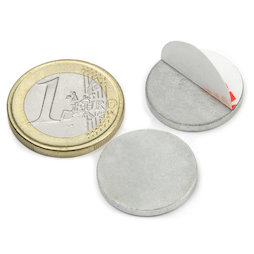PAS-20, Disco metálico autoadhesivo Ø 20 mm, como contrapieza para imanes, ¡no es un imán!