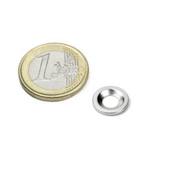 MD-12, Disco metálico con taladro avellanado, Ø 12 mm, como contrapieza para imanes. ¡No es un imán!
