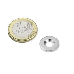 MD-15, Disco metálico con taladro avellanado, Ø 15 mm, como contrapieza para imanes. ¡No es un imán!