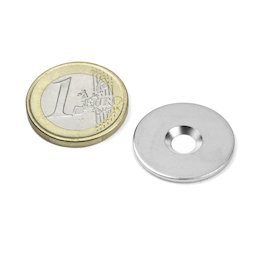 MD-23, Disco metálico con taladro avellanado Ø 23 mm, como contrapieza para imanes, ¡no es un imán!