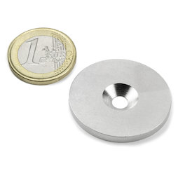 MD-34, Disco metálico con taladro avellanado, Ø 34 mm, como contrapieza para imanes. ¡No es un imán!