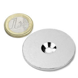 MD-42, Disco metálico con taladro avellanado Ø 42 mm, como contrapieza para imanes, ¡no es un imán!