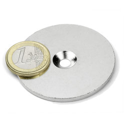 MD-52, Disco metálico con taladro avellanado, Ø 52 mm, como contrapieza para imanes. ¡No es un imán!