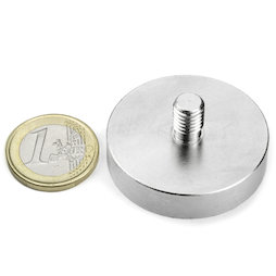 GTN-40, Imán en recipiente con vástago roscado Ø 40 mm, rosca M8, fza. sujec. aprox. 45 kg