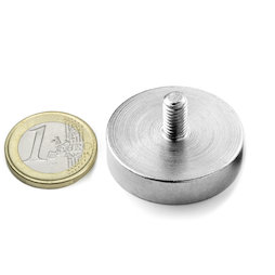 GTN-32, Imán en recipiente con vástago roscado, Ø 32 mm, rosca M6, fza. sujec. aprox. 39 kg
