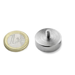 GTN-25, Magnete con base in acciaio con gambo filettato, Ø 25 mm, Filettatura M5, forza di attrazione ca. 25 kg