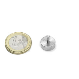 GTN-13, Imán en recipiente con vástago roscado Ø 13 mm, rosca M3, fza. sujec. aprox. 3,5 kg