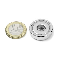 ZTN-25, Imán en recipiente con taladro cilíndrico, Ø 25 mm