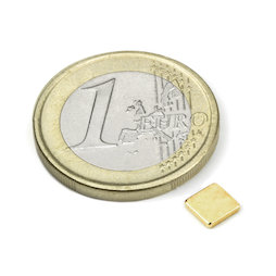 Q-CDM48-G, Bloque magnético 5 x 5 x 1 mm, neodimio, N48, dorado