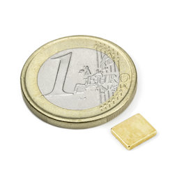 Q-07-06-1.2-G, Bloque magnético 7 x 6 x 1,2 mm, neodimio, N50, dorado