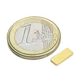 Q-10-04-1.2-G, Bloque magnético 10 x 4 x 1,2 mm, neodimio, N50, dorado