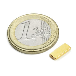 Q-10-04-1.5-G, Bloque magnético 10 x 4 x 1,5 mm, neodimio, N50, dorado