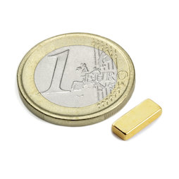 Q-10-04-02-G, Bloque magnético 10 x 4 x 2 mm, neodimio, N50, dorado