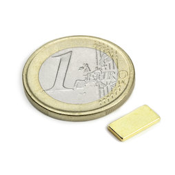 Q-10-05-01-G, Bloque magnético 10 x 5 x 1 mm, neodimio, N50, dorado