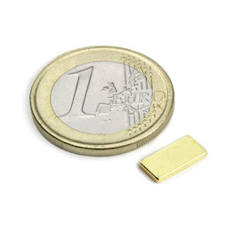 Q-10-05-1.2-G, Bloque magnético 10 x 5 x 1,2 mm, neodimio, N50, dorado