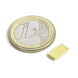 Q-10-05-1.5-G, Bloque magnético 10 x 5 x 1,5 mm, neodimio, N50, dorado