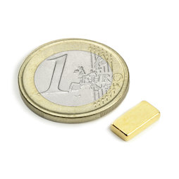 Q-10-05-02-G, Bloque magnético 10 x 5 x 2 mm, neodimio, N50, dorado