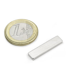 Q-25-06-02-SN, Bloque magnético 25 x 6 x 2 mm, neodimio, 45SH, niquelado