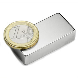 Q-40-20-10-N, Bloque magnético 40 x 20 x 10 mm, neodimio, N42, niquelado