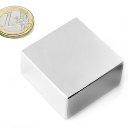 Q-40-40-20-N, Bloque magnético 40 x 40 x 20 mm, neodimio, N42, niquelado