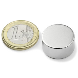 S-20-10-N, Scheibenmagnet Ø 20 mm, Höhe 10 mm, Neodym, N42, vernickelt